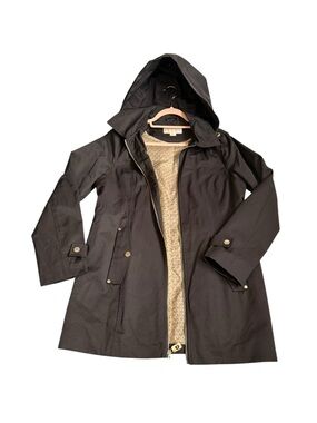 Michael Kors Black Hooded Raincoat - NWOT - Gold Hardware women’s M